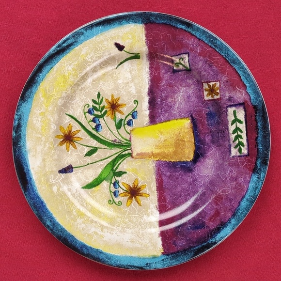 Tabletrendz By Sakura Stoneware Salad Plates And Latch Canister Floral Applique - Picture 10 of 17